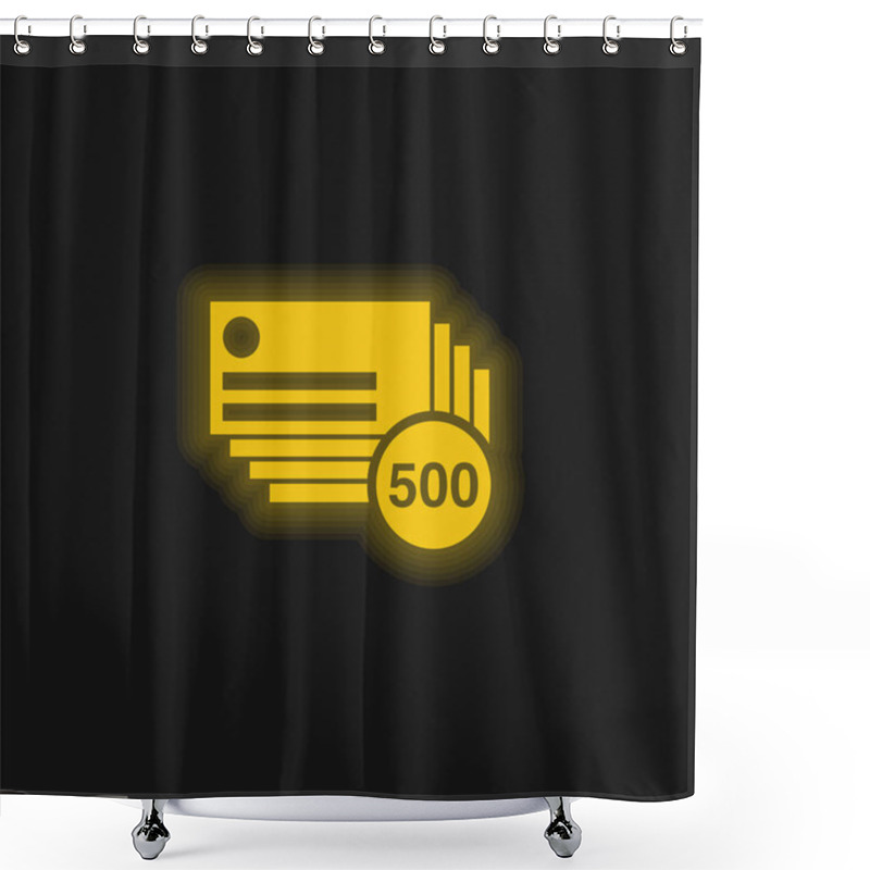 Personality  500 Business Cards Copies Yellow Glowing Neon Icon Shower Curtains