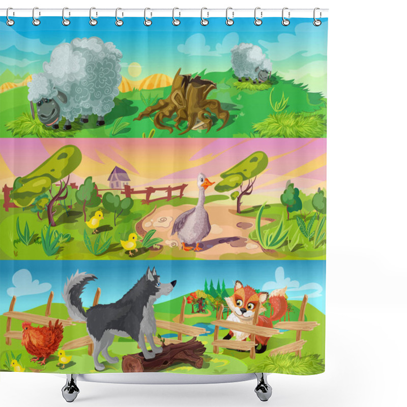 Personality  Farm Scenes Banners Set Shower Curtains