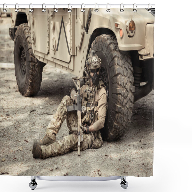 Personality  United States Army In Camouflage Uniforms Operation In The Fores Shower Curtains