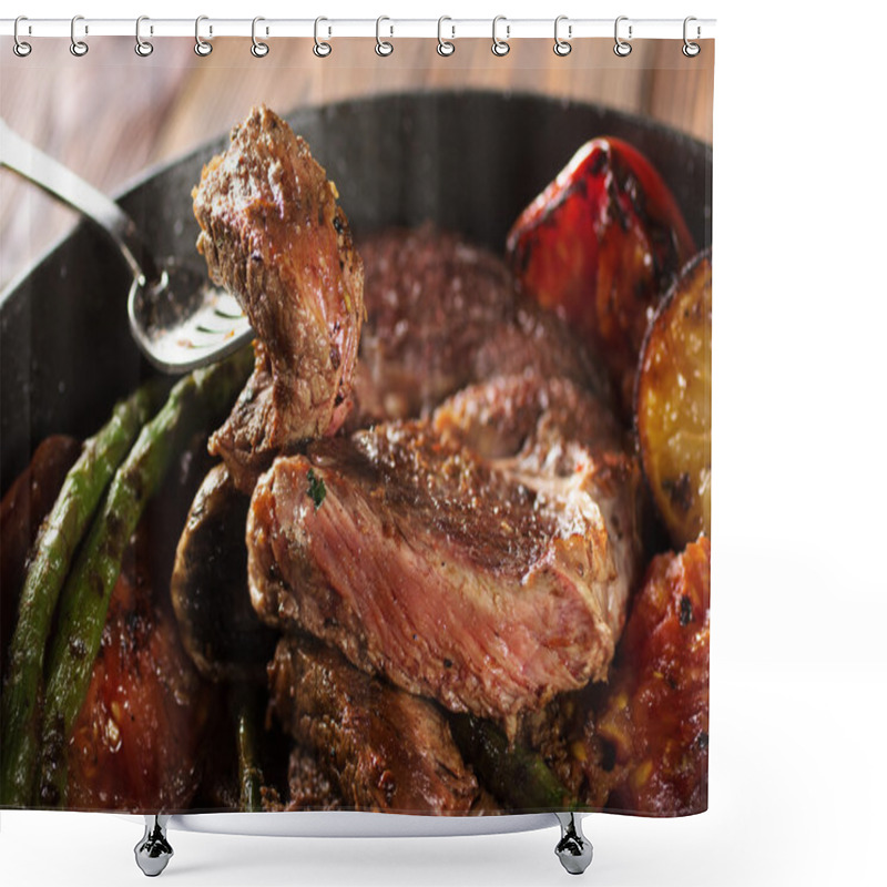 Personality  Piece Of Grilled Beef Steak Shower Curtains