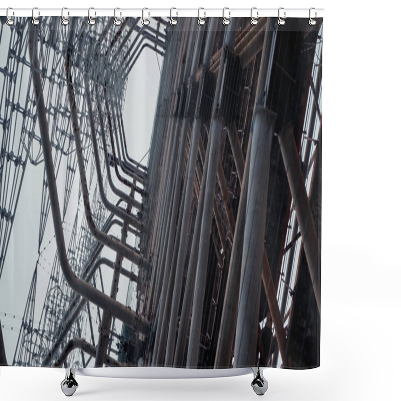 Personality  Bottom View Of Radio Station Steel Tower In Chernobyl Zone Shower Curtains