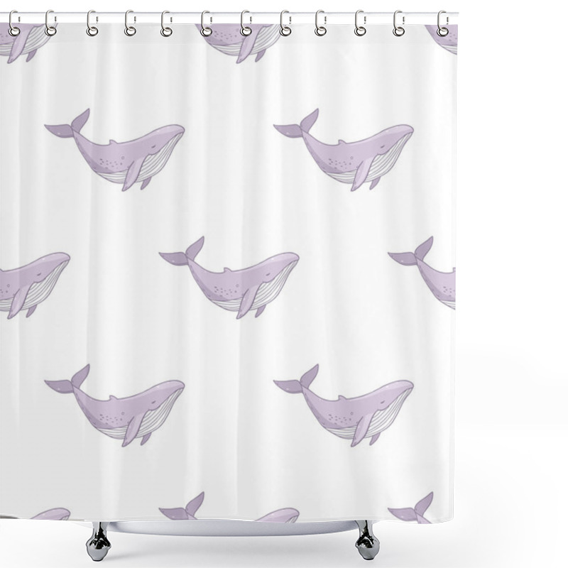 Personality  Pattern With Sea Life Collection Of Whales Shower Curtains