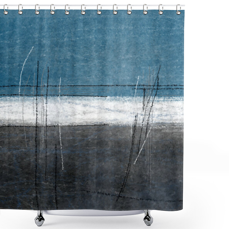 Personality  Teal And Grey Abstract Art Painting Shower Curtains