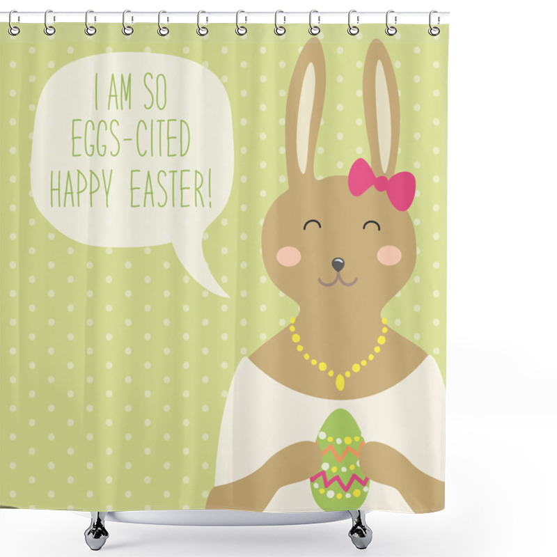 Personality  Easter Card With Female  Bunny Shower Curtains