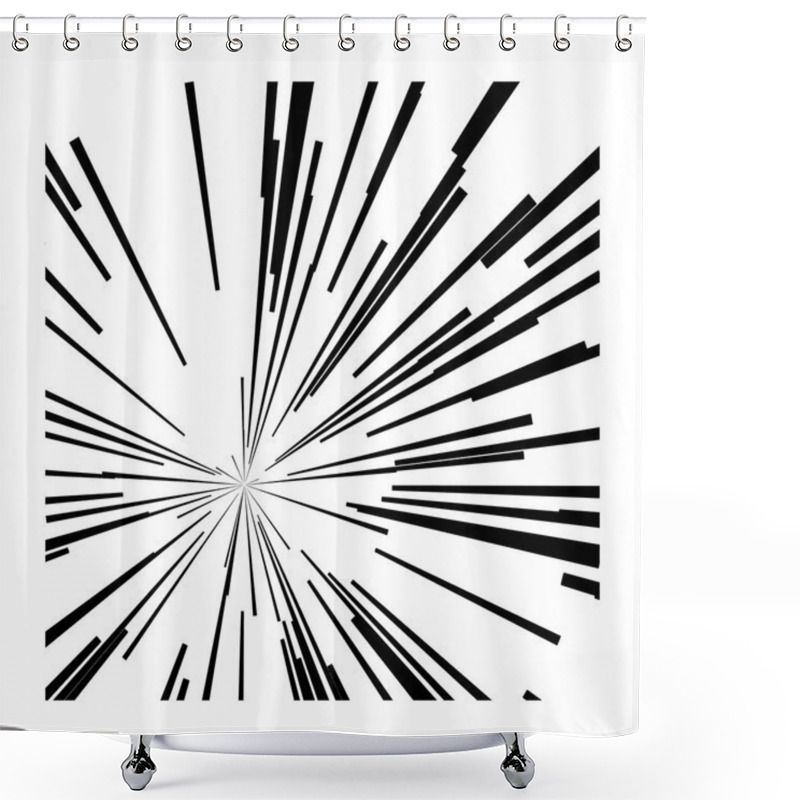 Personality  Abstract Speed Motion Black Lines ,star Burst Shower Curtains