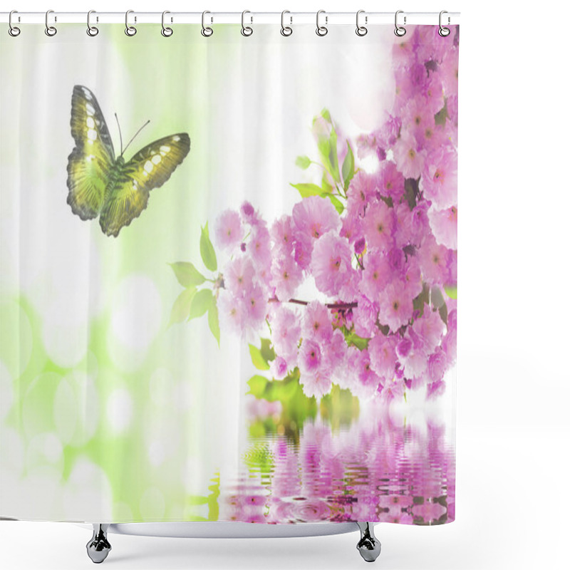 Personality  Beautiful Butterfly And Flowers Shower Curtains