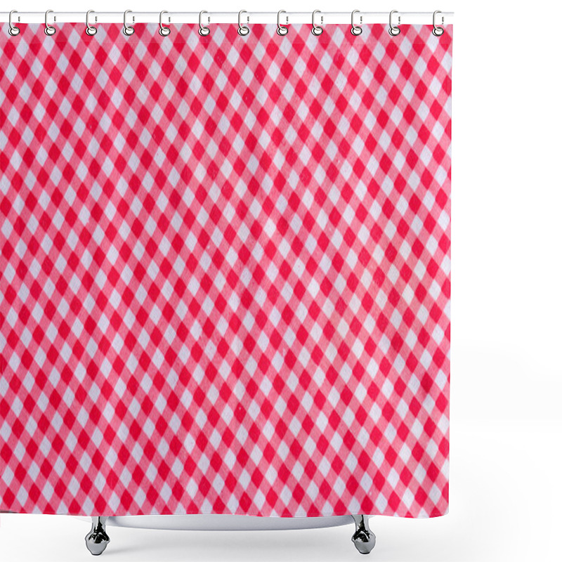 Personality  Classic Pink Plaid Fabric Background Shower Curtains