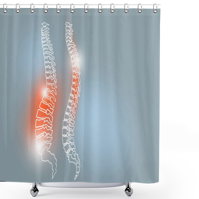 Personality  Handrawn Illustration Of Human Spine On Light Gray Background.Medical, Science Set With Main Human Organs With Empty Copy Space For Text Or Infographic. Shower Curtains