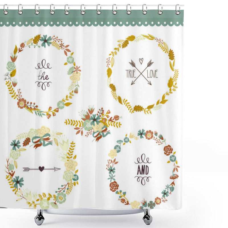 Personality  Autumn Floral Frame Collection Shower Curtains