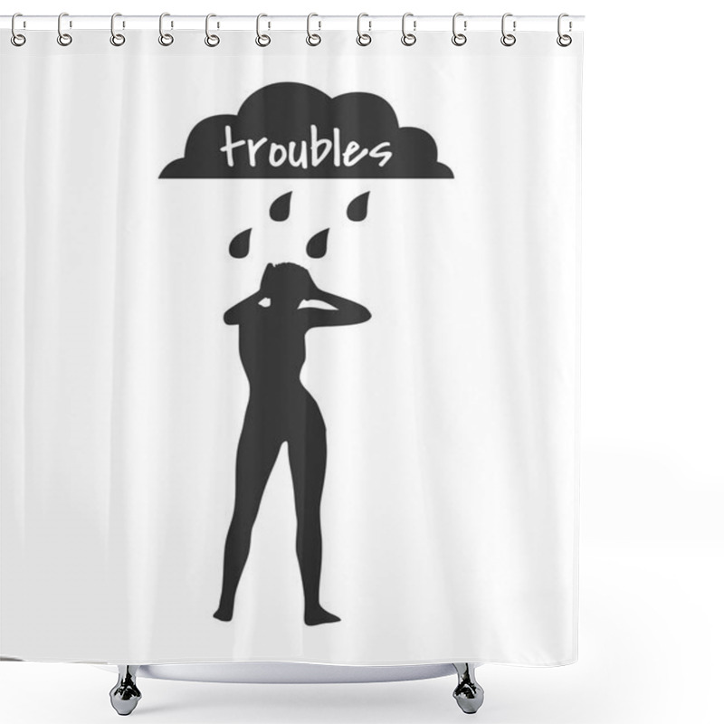 Personality  Woman Under Stormy Rainy Clouds Shower Curtains