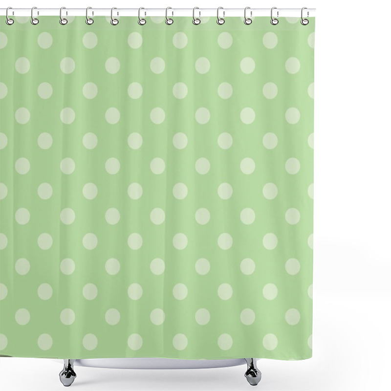 Personality  Seamless Vector Pattern With Light Mint Green Polka Dots On A Fresh Spring Grass Green Background. Shower Curtains