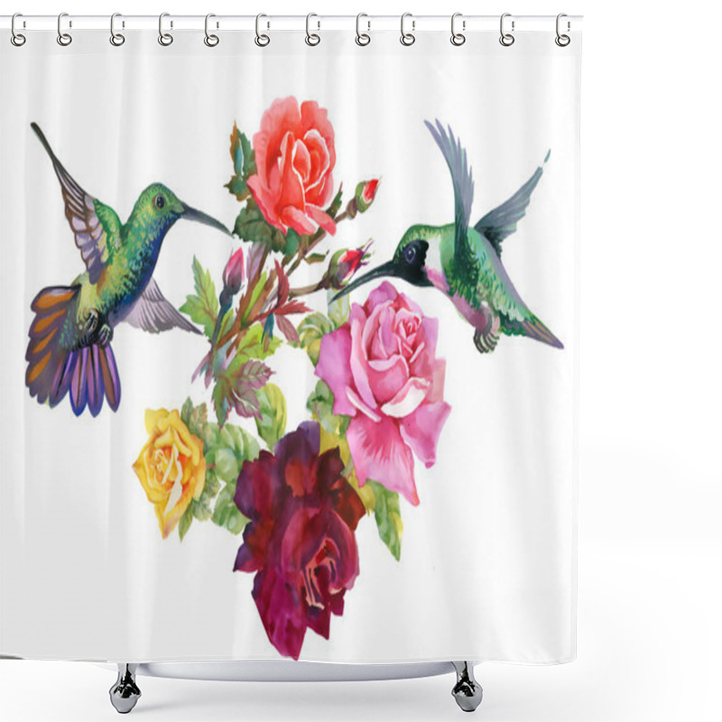 Personality  Exotic Birds With Flowers Shower Curtains