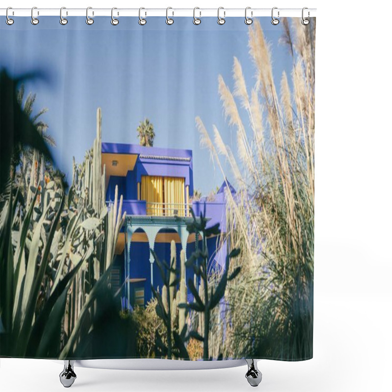 Personality  The Famous Historical Jardin Majorelle Museum In Marrakesh, Morocco With A Botanical Garden Shower Curtains