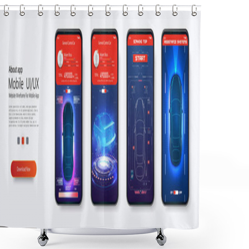 Personality  Modern Design   Mobile Application Of Car Service  Shower Curtains