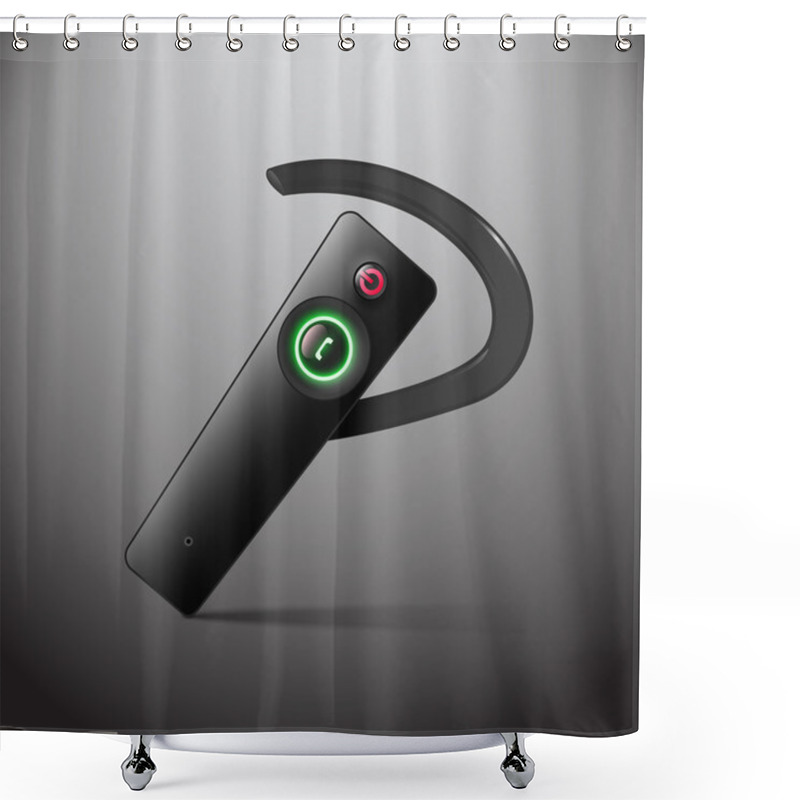 Personality  Vector Black Wireless Headset, Mobile Communication Shower Curtains