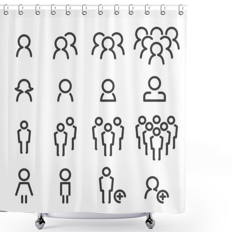 Personality  People Line Icon Set Shower Curtains