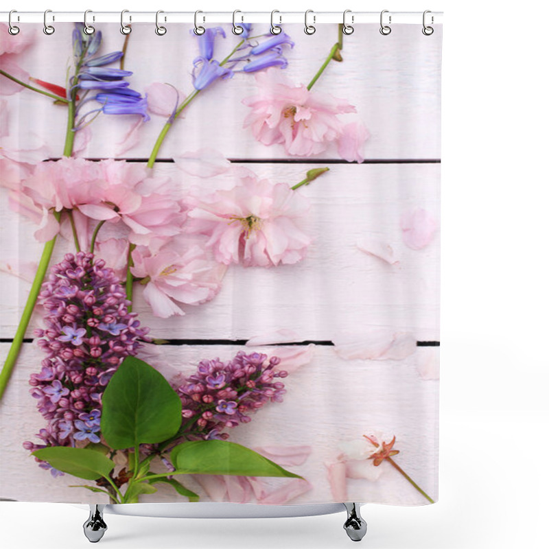 Personality  Beautiful Floral, Spring Background With Japanese Cherry Flowers Shower Curtains