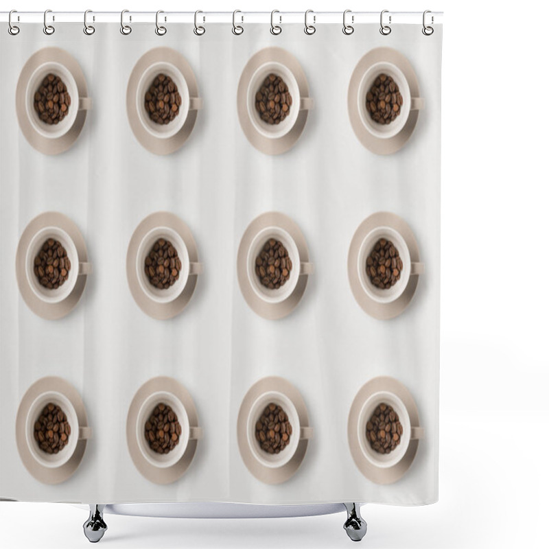 Personality  Pattern Of Cups With Coffee Beans Shower Curtains