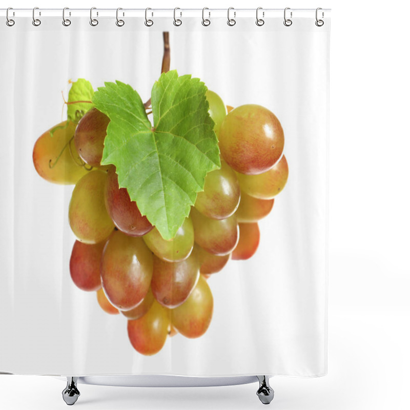 Personality  Bunch Of Fresh Ripe Juicy Grapes On White Background Shower Curtains