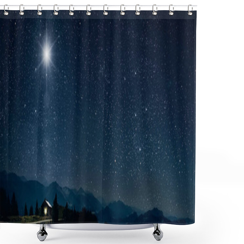 Personality  The Star Shines Over The Manger Of Christmas Of Jesus Christ. Shower Curtains