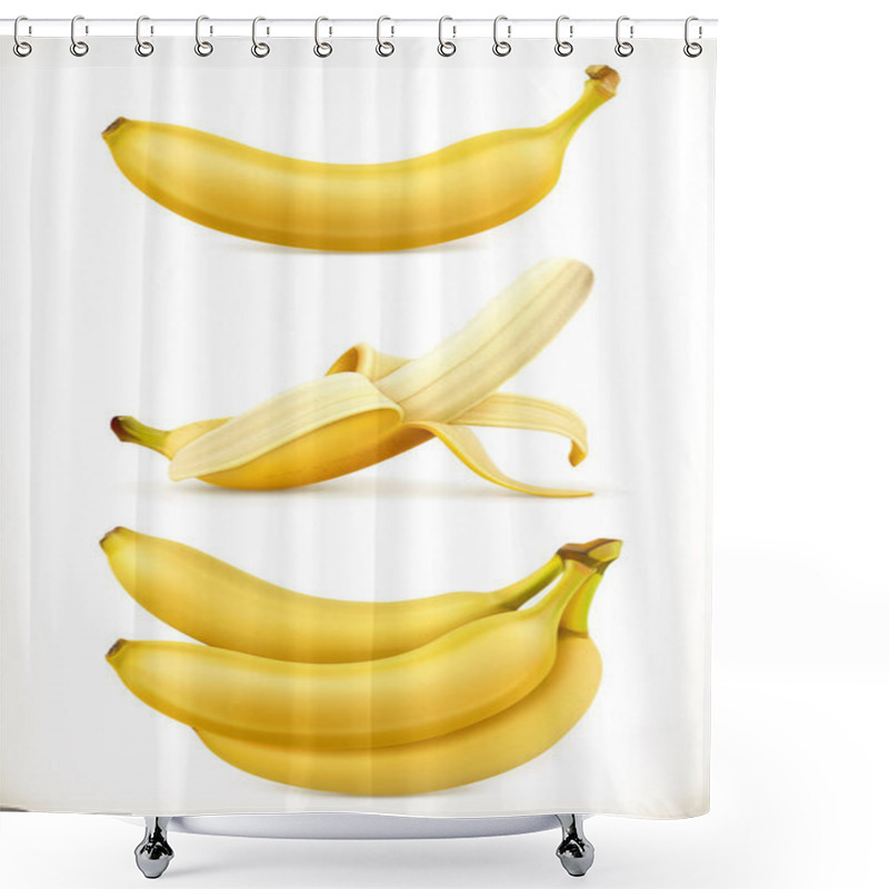 Personality  Banana. Sweet Fruit. 3d Vector Icons Set. Realistic Illustration Shower Curtains