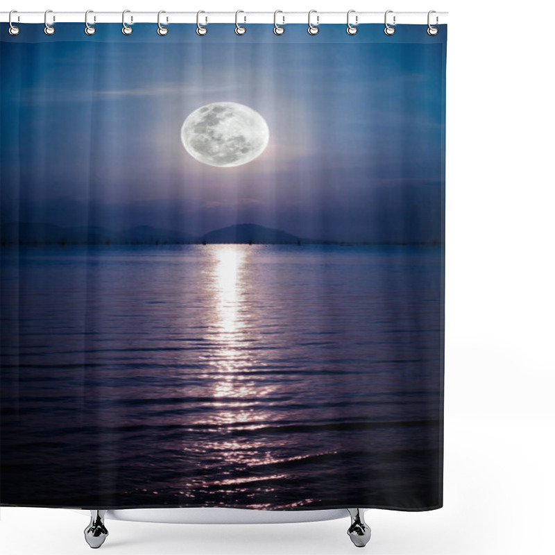 Personality  Romantic Scenic With Full Moon On Sea To Night. Reflection Of Moonon Sea Shower Curtains