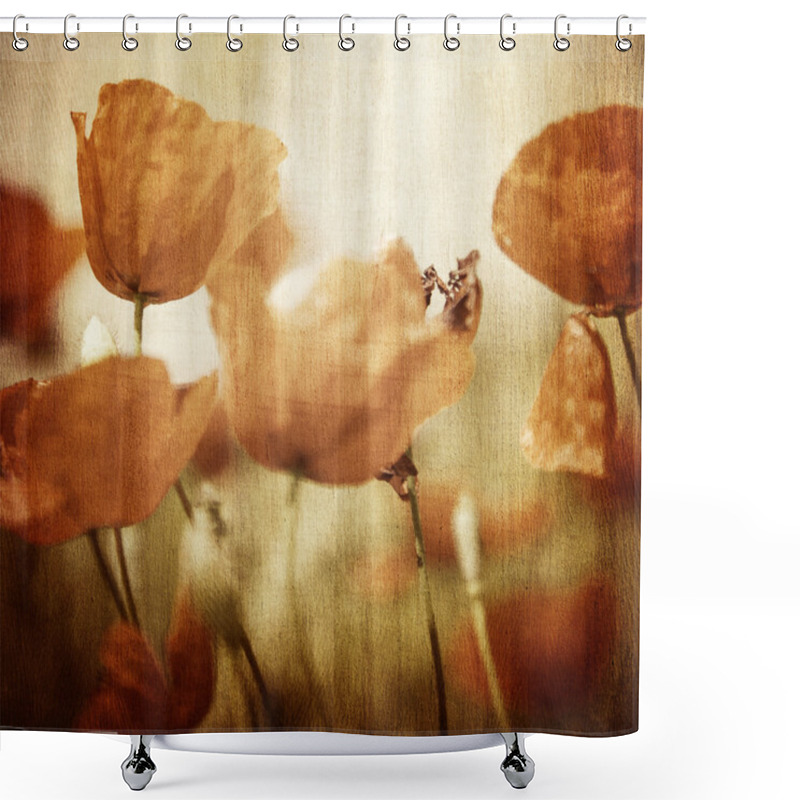 Personality  Vinatge Poppy Flowers Field Shower Curtains