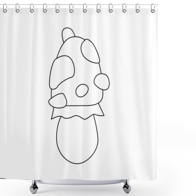 Personality  Groovy Line Psychedelic Mushroom, Funny Toadstool With Spots Vector Illustration Shower Curtains