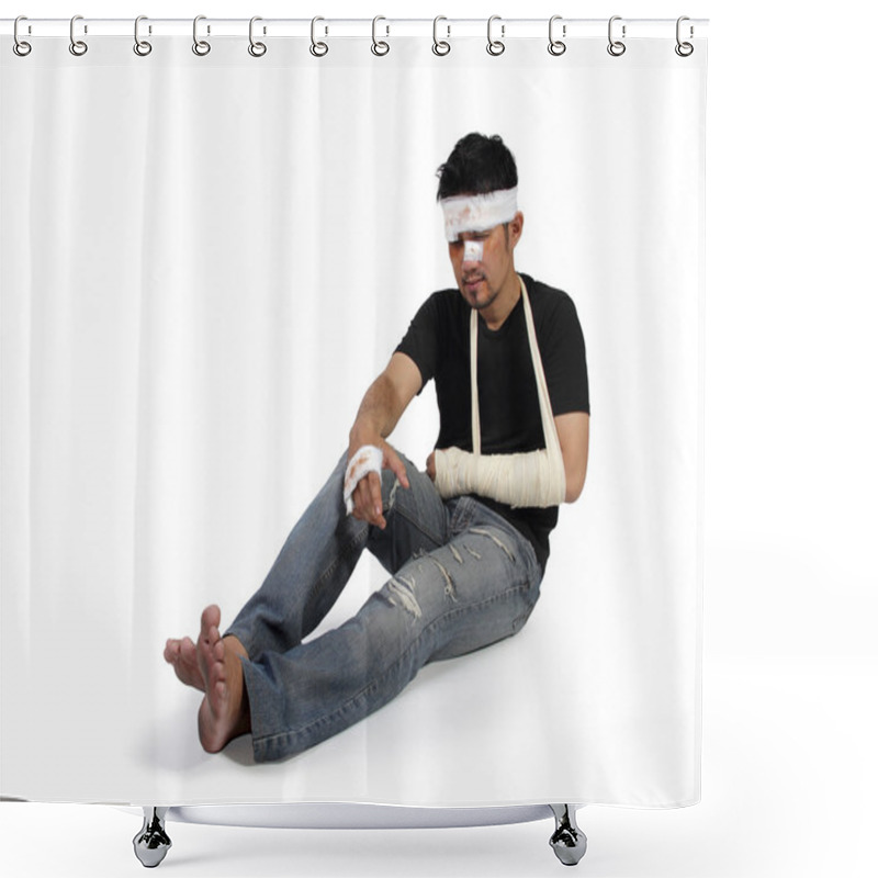 Personality  Wounded Man On The Floor Shower Curtains