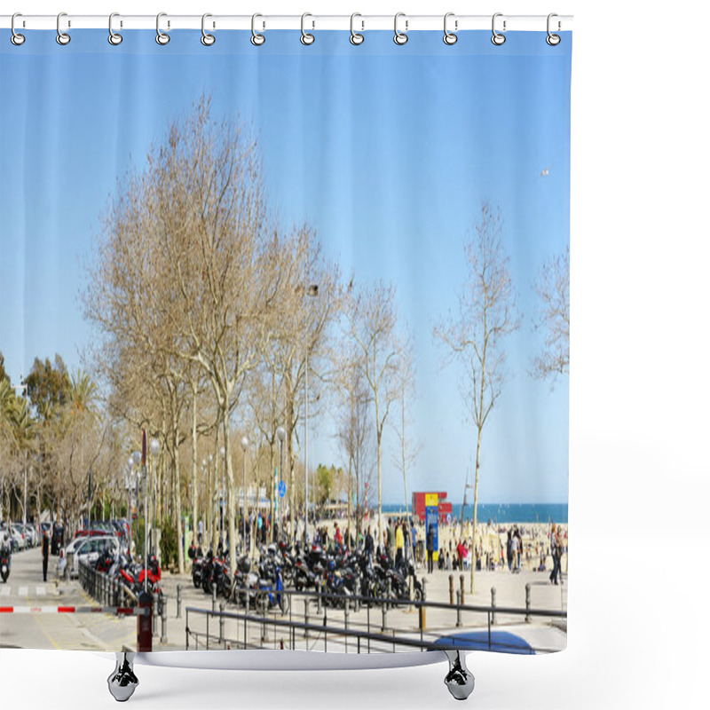 Personality  Overview Of The Nova Icaria Beach In Barcelona Shower Curtains