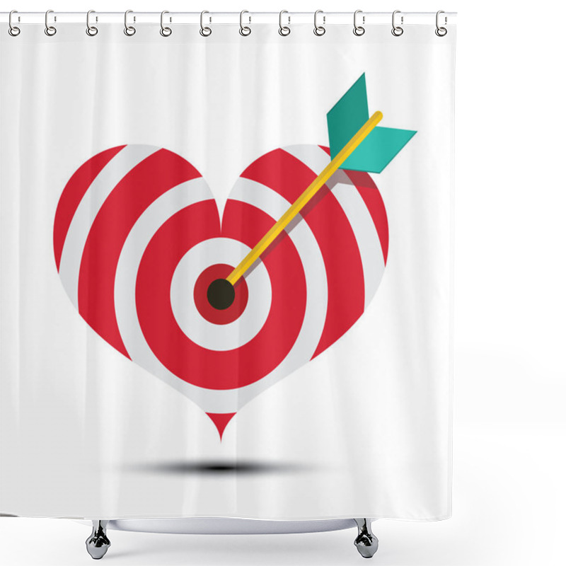 Personality  Arrow In Heart Shaped Dart Board. Vector Bullseye Love Symbol. Shower Curtains