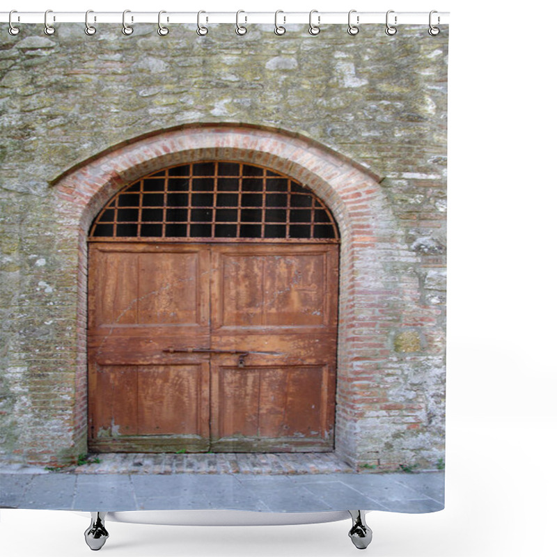 Personality  Ancient Wooden Door Of Country Building Shower Curtains