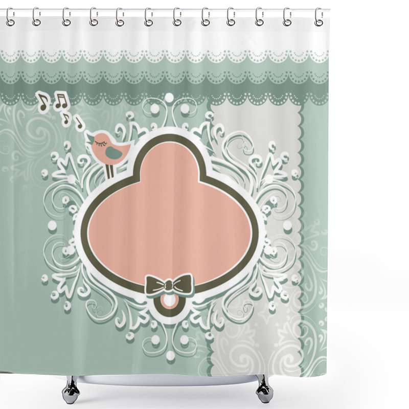 Personality  Retro Style Frame And Design Elements For Scrapbooking Shower Curtains