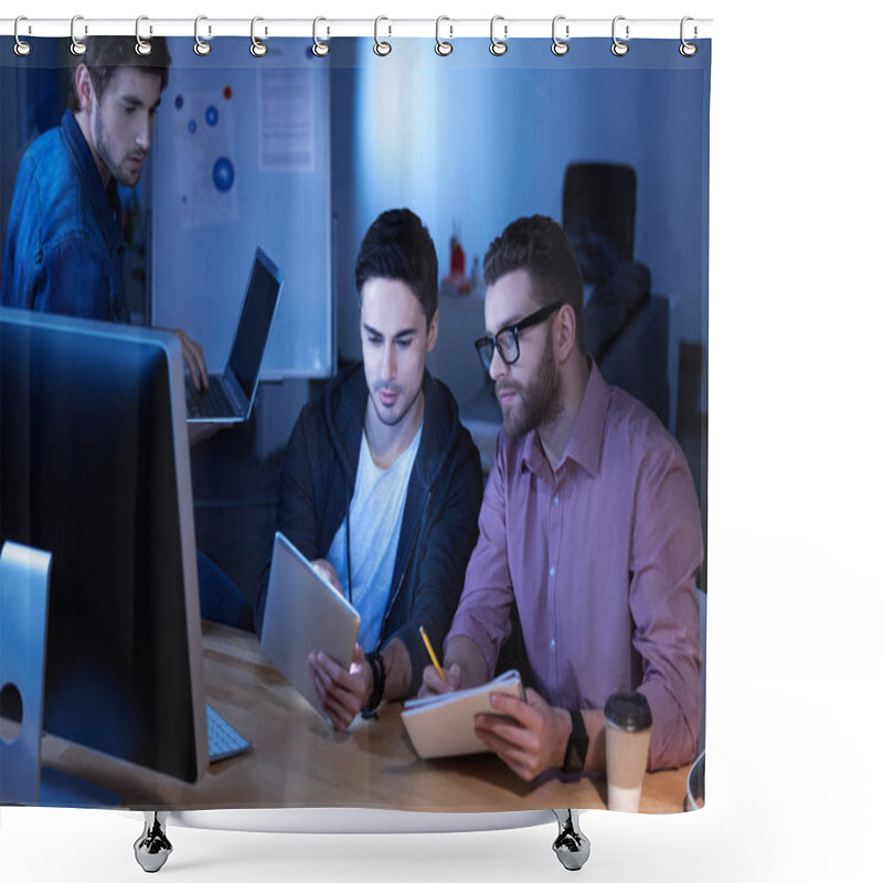 Personality  Handsome Hard Working Programmer Working In Team Shower Curtains