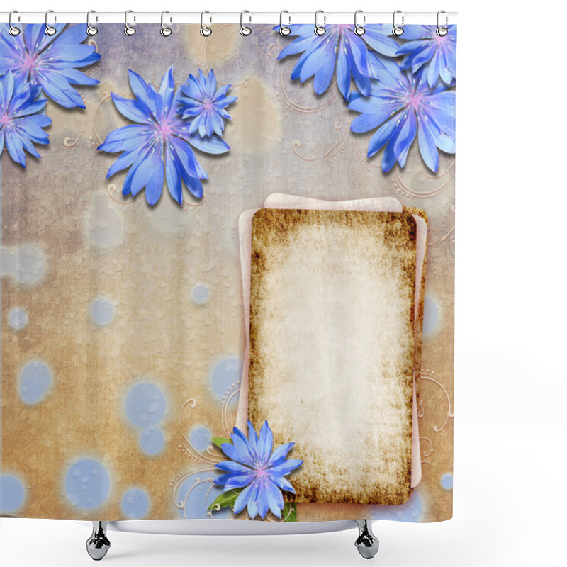 Personality  Grunge Background With Cornflowers Shower Curtains