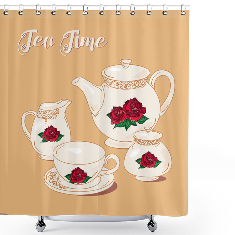 Personality  Tea Time With Rose Shower Curtains