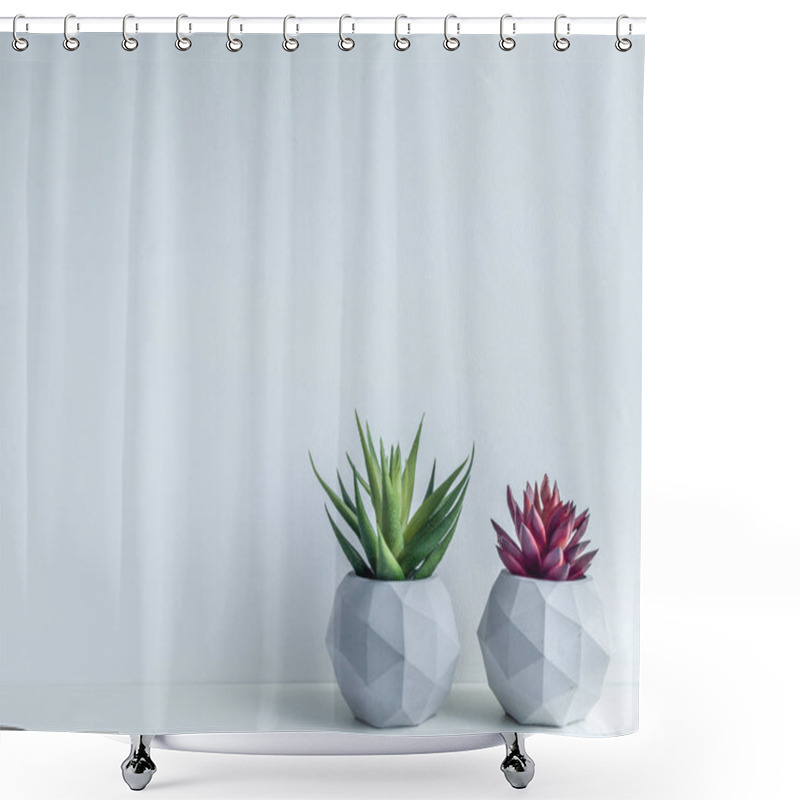 Personality  Concrete Pot. Modern Geometric Concrete Planter. Shower Curtains