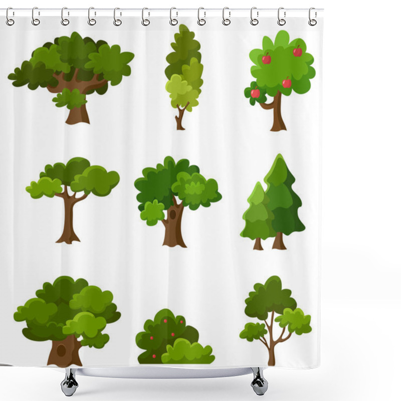 Personality  Set Of Abstract Stylized Trees Shower Curtains