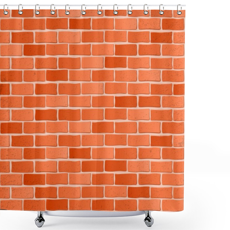 Personality  Seamless Texture. Red Brick White Wall. Vector Illustration. Shower Curtains