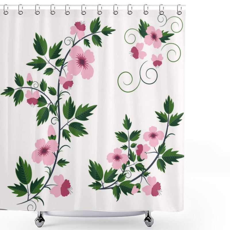 Personality  Retro Floral Background With Flowers Shower Curtains