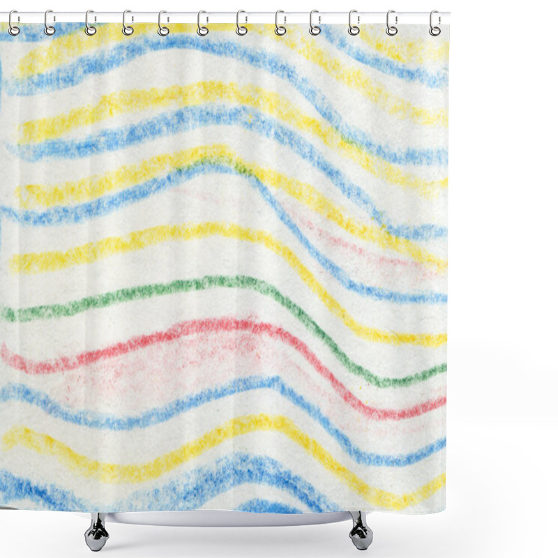 Personality  Striped Wavy Crayon Pattern. Hand Painted Oil Pastel Crayon. Shower Curtains