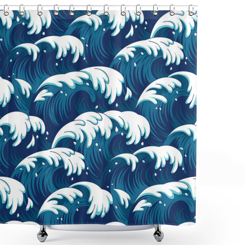 Personality  Blue Waves Pattern Shower Curtains