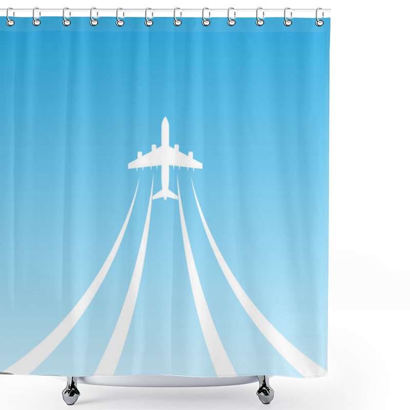 Personality  Plane Takeoff Blue Icon Shower Curtains