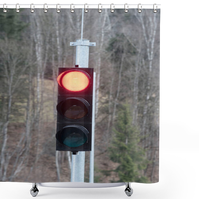 Personality  Red Traffic Light Signal On The Street, Symbol For Stopping Shower Curtains