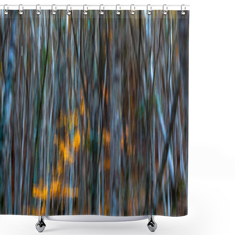 Personality  Trees. Abstract Forest Landscape. Trees Photographed With Pan Technique. Natural Background. Shower Curtains