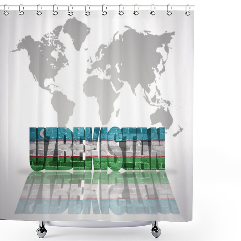 Personality  Word Uzbekistan On A World Map Background Shower Curtains