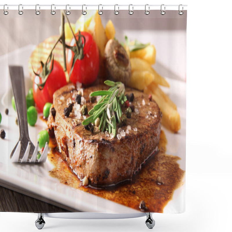 Personality  Grilled Beef Steak Shower Curtains