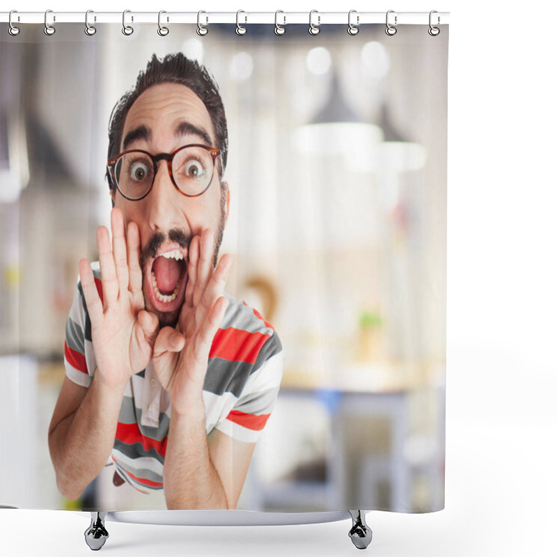 Personality  Crazy Young Man Shouting Shower Curtains