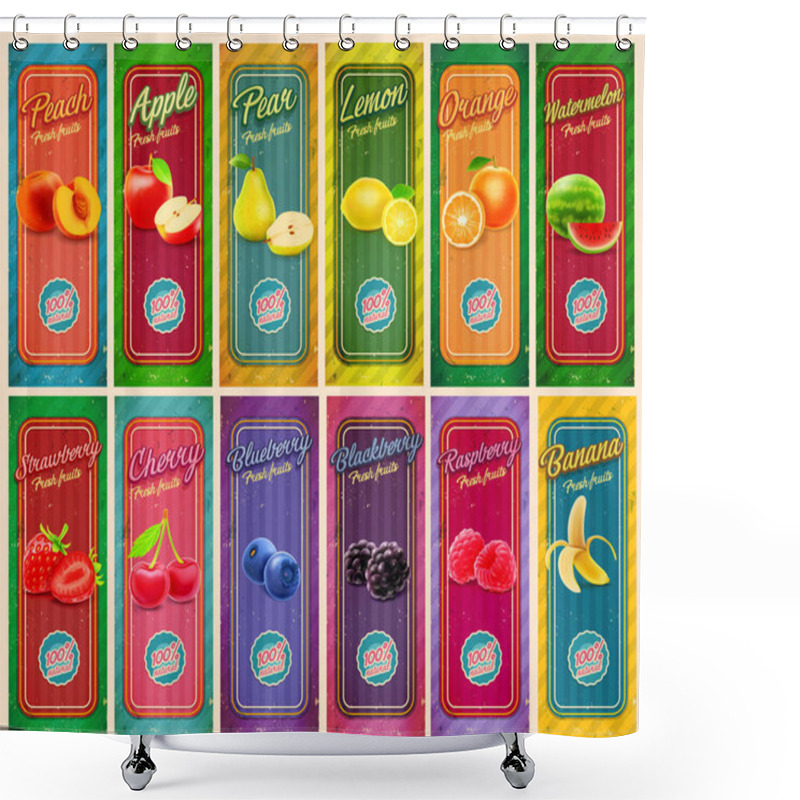 Personality  Different Fruit Juices Banners Shower Curtains