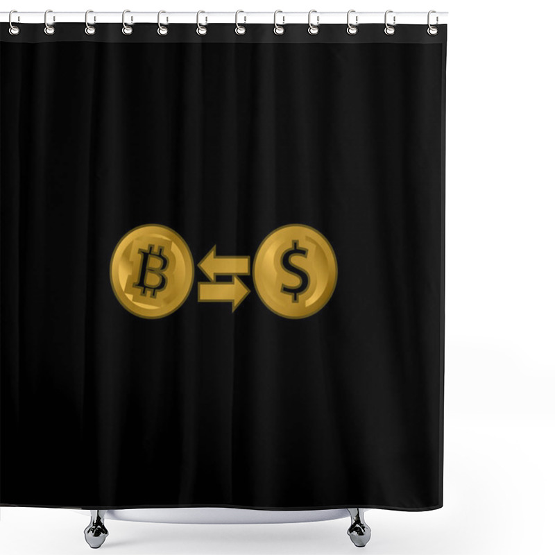 Personality  Bitcoin To Dollar Exchange Rate Symbol Gold Plated Metalic Icon Or Logo Vector Shower Curtains